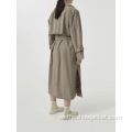 Elegans Kvinnor Lång Double Breasted Trench Coat